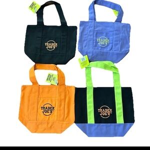 NWT Trader Joe's Trick Or Treat Mini Canvas Tote Bags-Limited Edition, set of 4